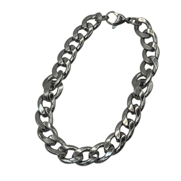 Mens Stainless Steel Cuban Link Chain Bracelet 9" With Lobster Clasp A395 - Picture 1 of 4